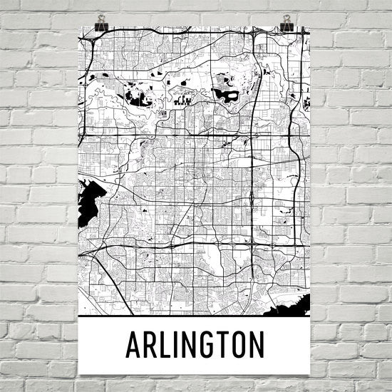 Arlington TX Street Map Poster White