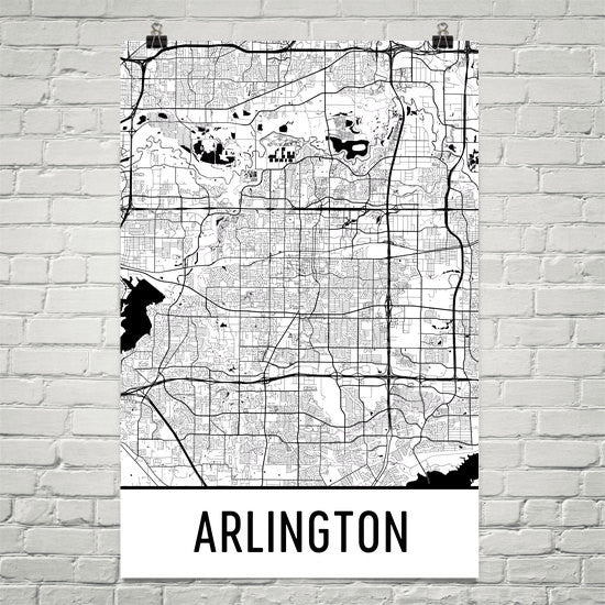 Arlington TX Street Map Poster White