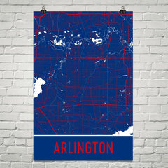 Arlington TX Street Map Poster Black