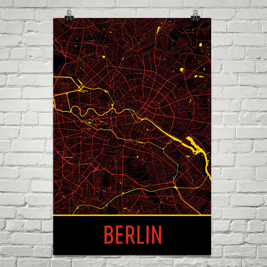 Berlin Germany Street Map Poster - Wall Print by Modern Map Art
