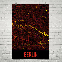 Berlin Germany Street Map Poster Black