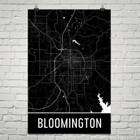Bloomington IN Street Map Poster Black