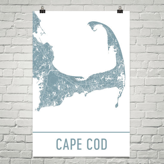 Cape Cod MA Street Map Poster Black