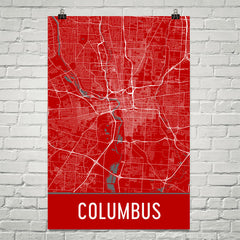 Columbus Street Map Poster Blue