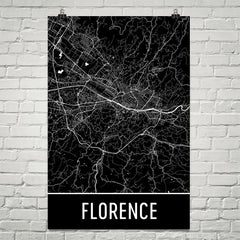 Florence Italy Street Map Poster Red