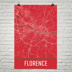 Florence Italy Street Map Poster Black