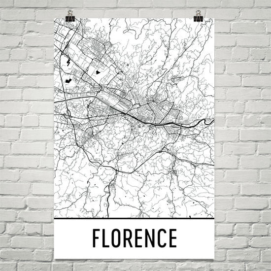 Florence Italy Street Map Poster White
