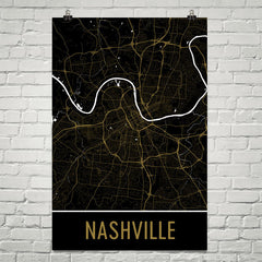 Nashville TN Street Map Poster White
