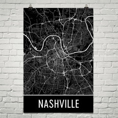 Nashville TN Street Map Poster Black