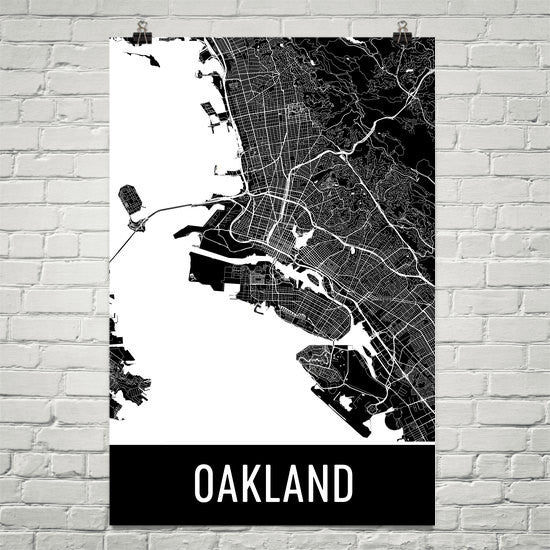 Oakland CA Street Map Poster White