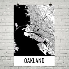 Oakland CA Street Map Poster Black and White