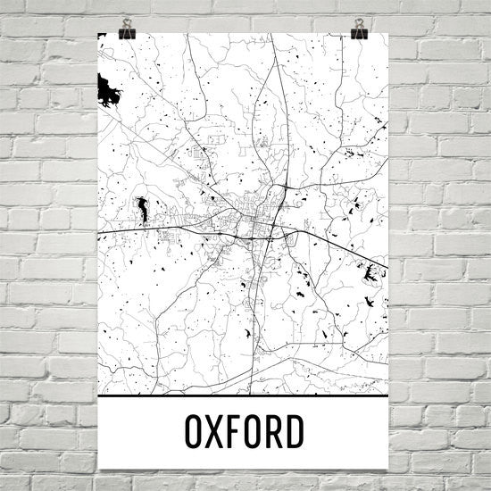 Oxford MS Street Map Poster Black
