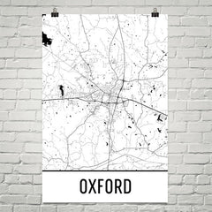 Oxford MS Street Map Poster Black