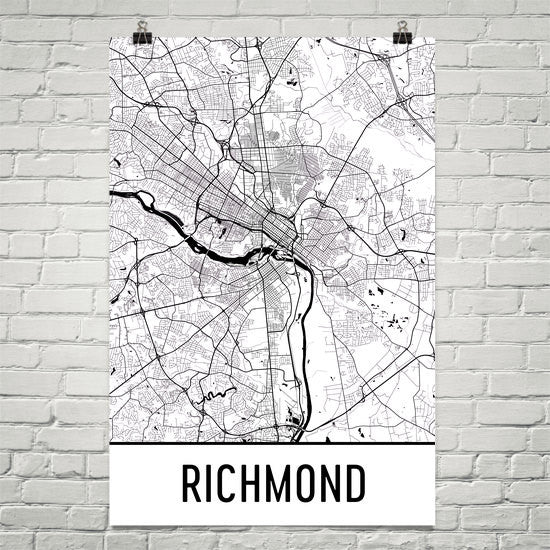 Richmond VA Street Map Poster Black