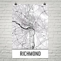 Richmond VA Street Map Poster Black
