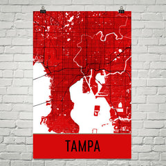 Tampa FL Street Map Poster White