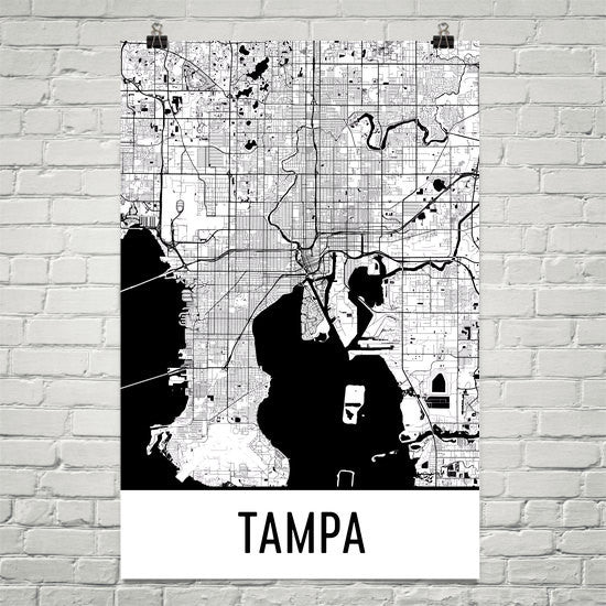 Tampa FL Street Map Poster Black