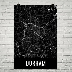 Durham NC Street Map Poster Blue