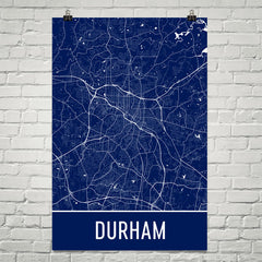 Durham NC Street Map Poster White