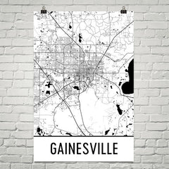 Gainesville FL Street Map Poster Black