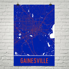 Gainesville FL Street Map Poster White