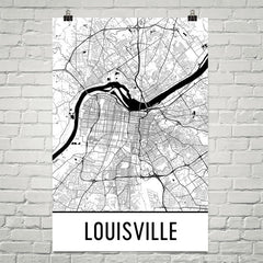 Louisville KY Street Map Poster Black