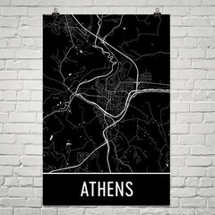 Athens Ohio Street Map Poster Green