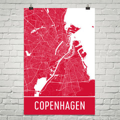 Copenhagen Denmark Street Map Poster White