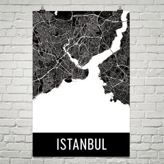 Istanbul Turkey Street Map Poster Red