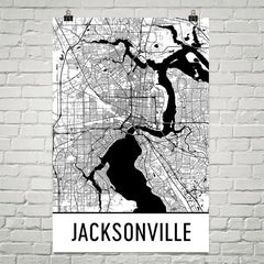 Jacksonville FL Street Map Poster Black