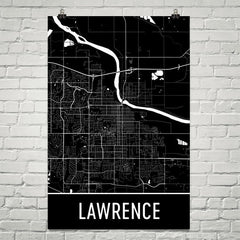Lawrence KS Street Map Poster Blue