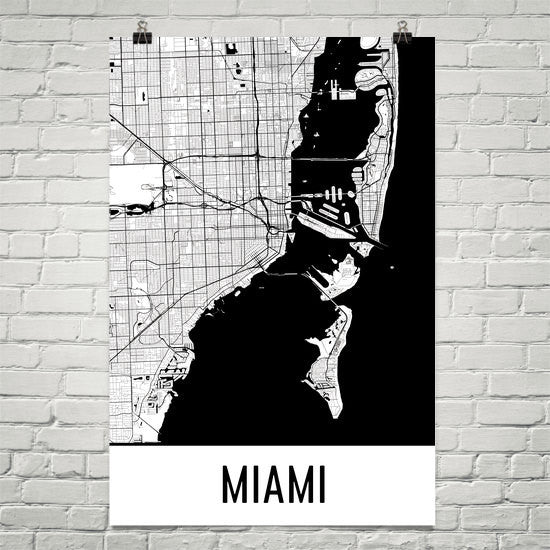 Miami FL Street Map Poster Black