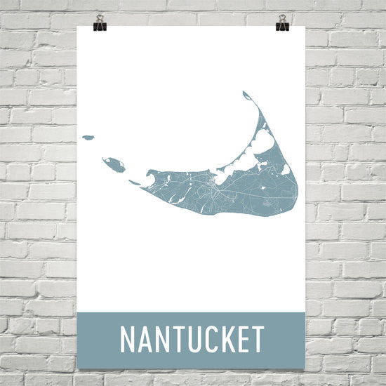 Nantucket MA Street Map Poster Black