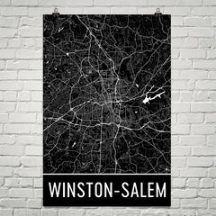 Winston Salem NC Street Map Poster Gold