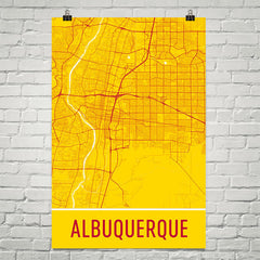 Albuquerque NM Street Map Poster Yellow