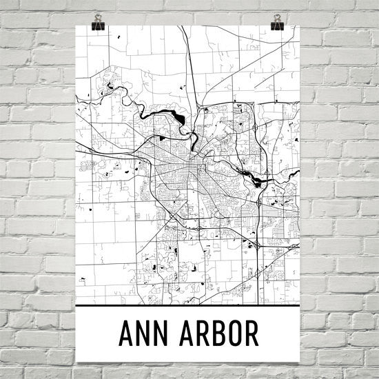 Ann Arbor MI Street Map Poster White