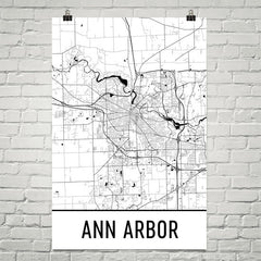 Ann Arbor MI Street Map Poster White