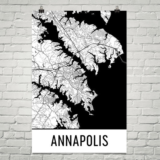 Annapolis MD Street Map Poster White