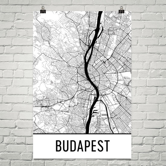 Budapest Street Map Poster White