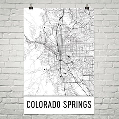Colorado Springs Street Map Poster White