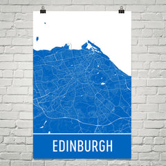 Edinburgh Scotland Street Map Poster Blue