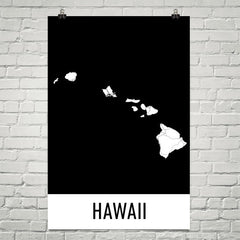 Hawaii USA Street Map Poster Tan and Blue