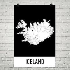 Iceland Street Map Poster Black Island