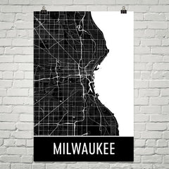 Milwaukee WI Street Map Poster Blue