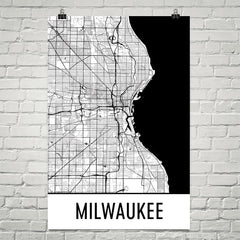 Milwaukee WI Street Map Poster White