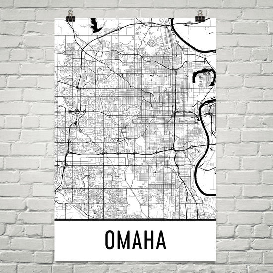 Omaha NE Street Map Poster White
