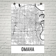 Omaha NE Street Map Poster White