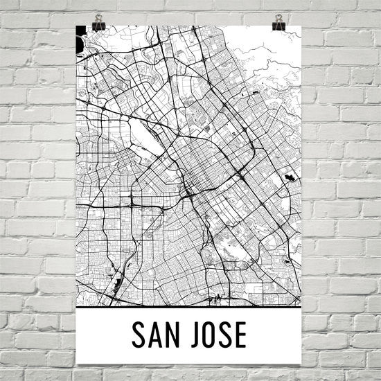 San Jose CA Street Map Poster White