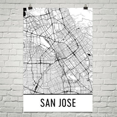 San Jose CA Street Map Poster White