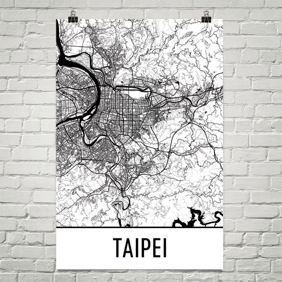 Taipei Taiwan Street Map Poster White